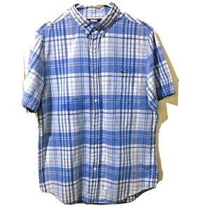 Vineyard Vines Blue Plaid Button Up Shirt Slim Fit Tucker Sz M Shep & Ian